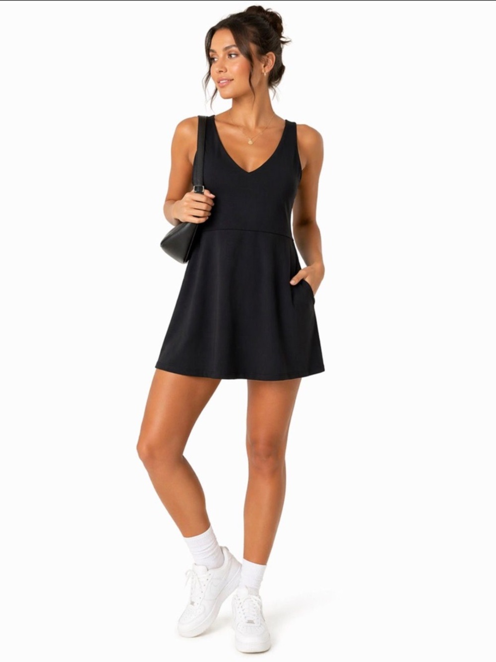 GAP Black V-Neck mini dress build in shorts
